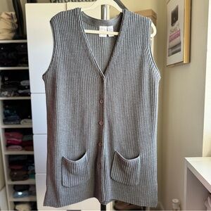 Roaman’s Gray Sleeveless Sweater Vest with Pockets Size Large